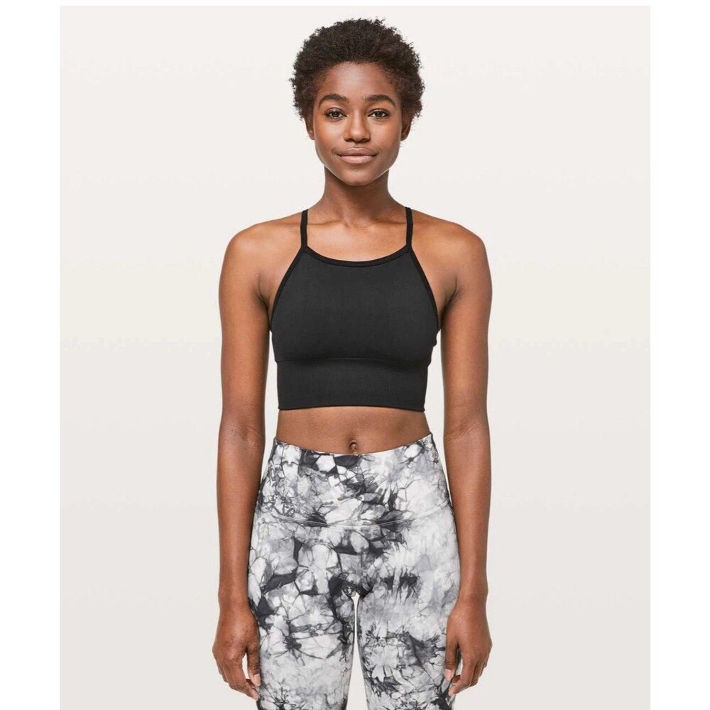 Lululemon Ebb To Street Bra Size 4 Black Long Line